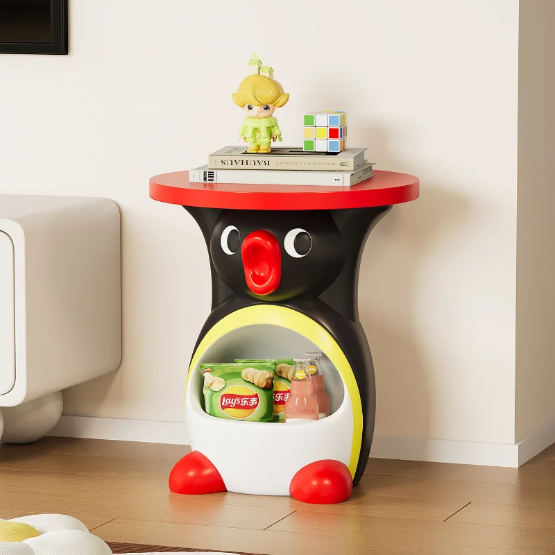 Penguin Cartoon Living Room Floor Table Ornament, Bedroom Bedside Table Storage, Housewarming Gift Side Table