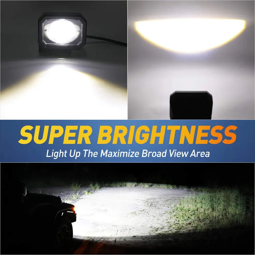 12D 4inch Led Work Light Spotlight 18000LM Work Light Pods Fog Lights for Motorcycles Truck 4x4 Off Road led bar