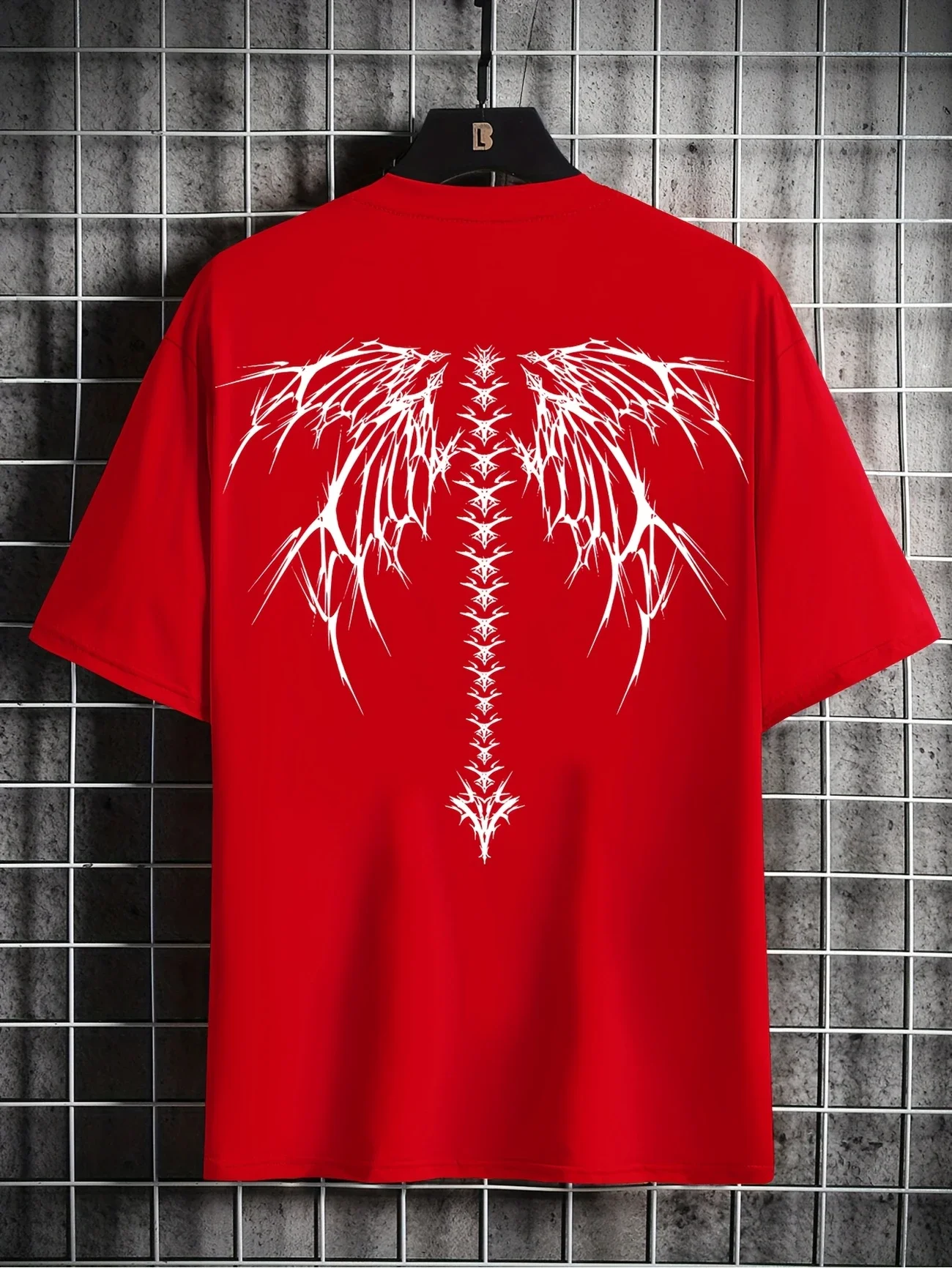 تي شيرت رجالي برقبة دائرية مطبوع عليه جناح العمود الفقري، تي شيرت صيفي رياضي خارجي بأكمام قصيرة كاجوال وأنيق #5