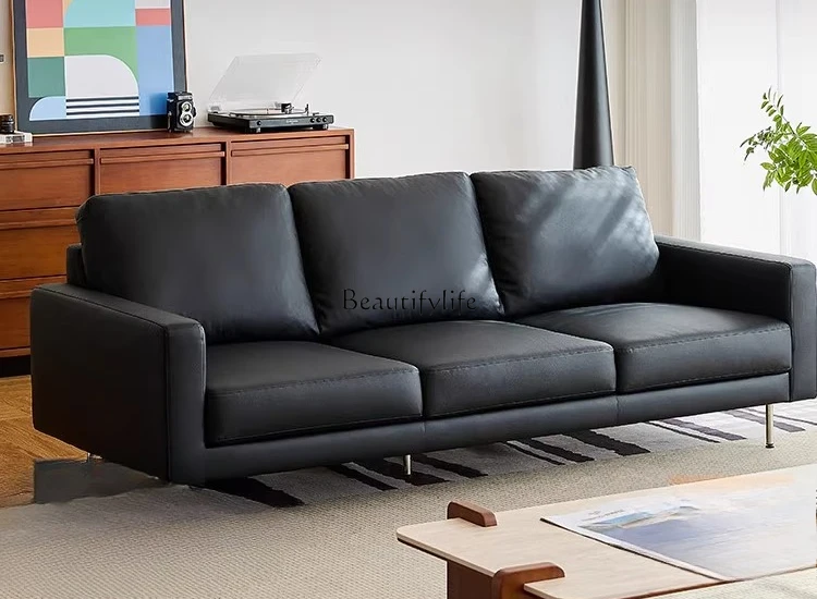 

Genuine Leather Sofa with High-End Vintage Feel for Living Room Contact Surface Genuine Leather Sofa
