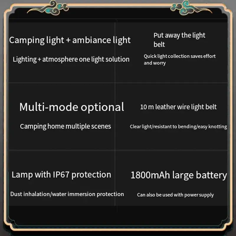 

Premium LED Light Strip IPX4 Waterproof Camping String Light 1800Mah Outdoor Emergency Flashlight 10M For Outdoor Garden