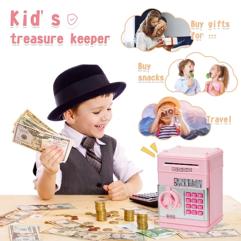 Automatic Piggy Bank with Password Lock and Counter, Creative Mini Money Box for Kids to Save Coins , ATM Style Child Gift