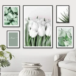 Green Tropical Agave Tulip Monstera Succulents Wall Art Canvas Painting Posters And Prints Wall Pictures For Living Room Decor