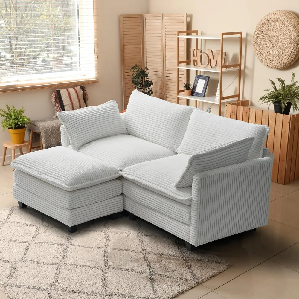 

Oversized Modular Sectional Sofa,Comfortable Sleeper Sofa Couch Set with 2 Armrest Pillows,2 Seats DIY Combination Modern Cordu