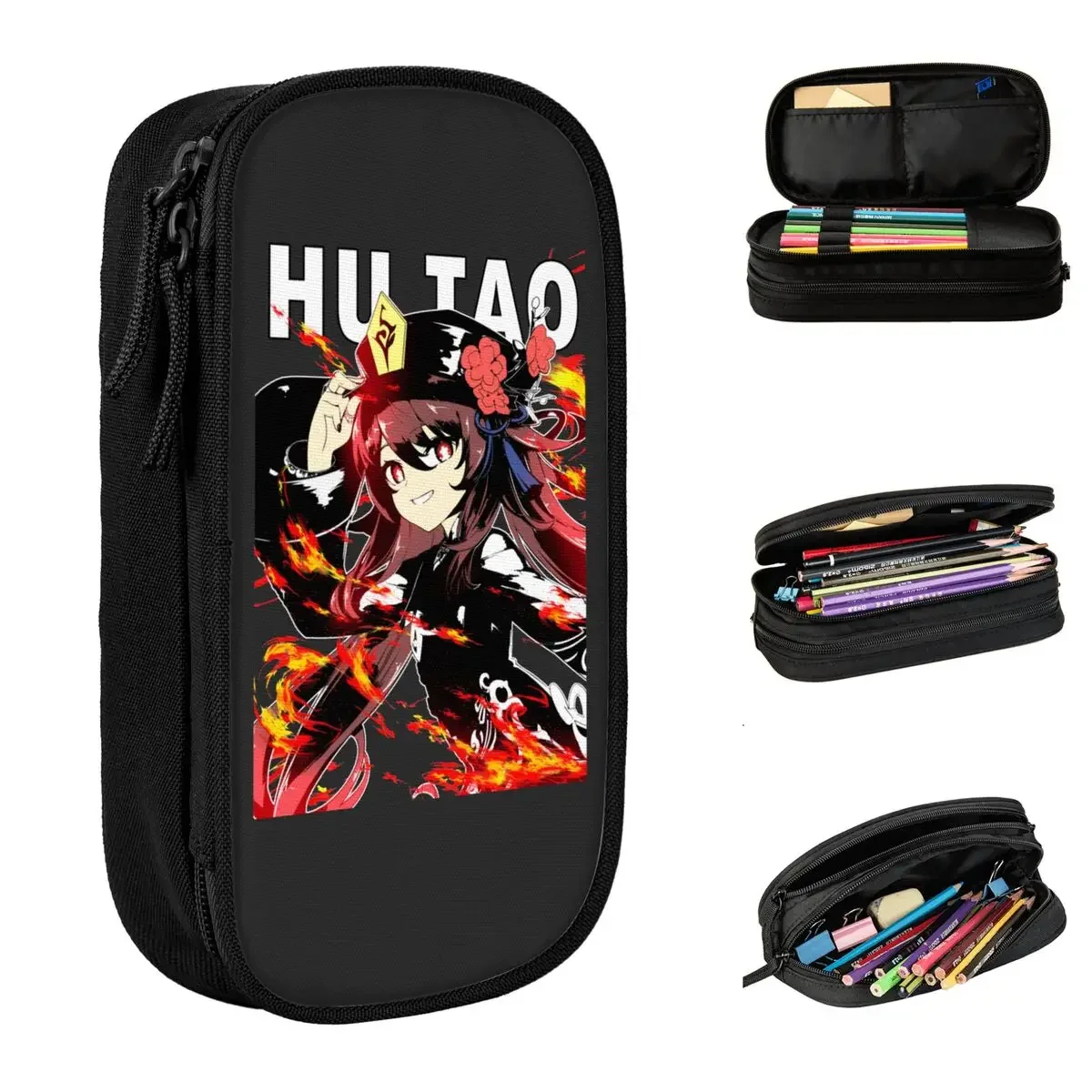 

Hu Tao Genshin Impact Hutao Pencil Cases Anime Game Pencil Box Pen Holder Kids Big Capacity Bags School Supplies Stationery