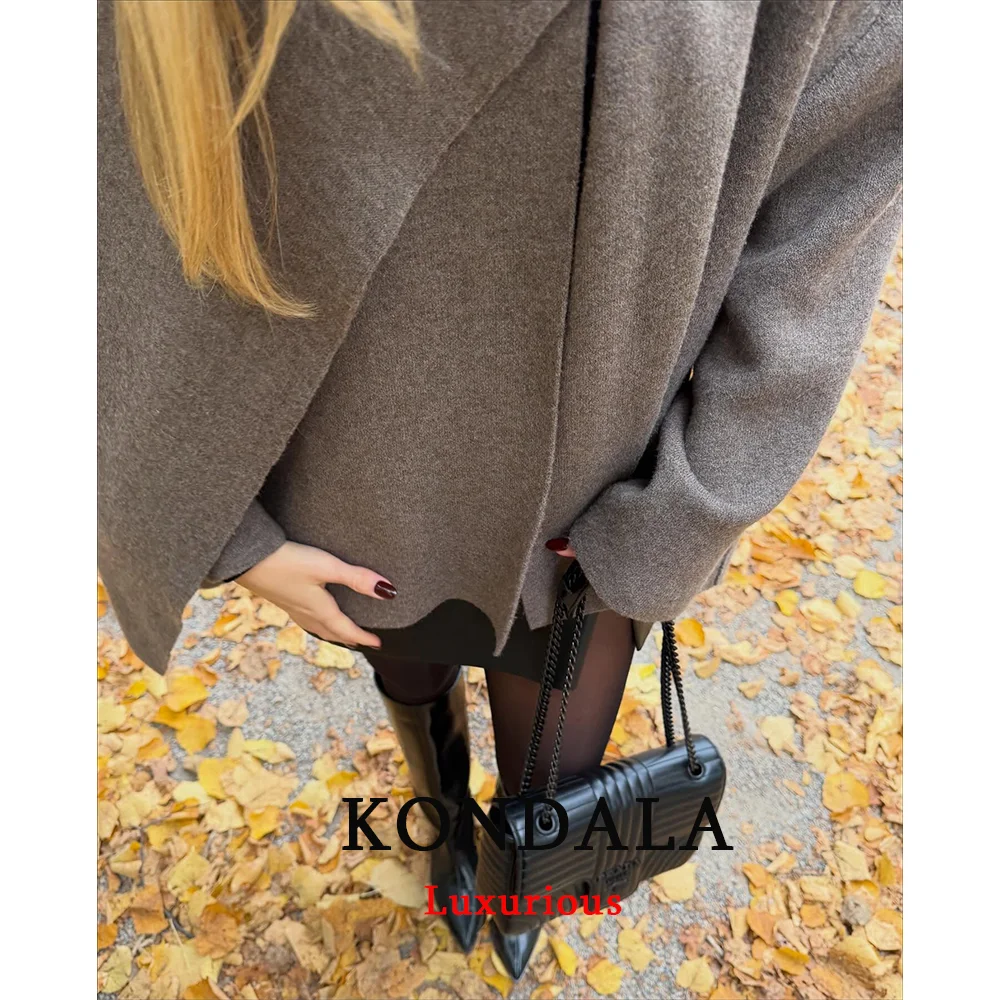 KONDALA Casual Knit Women Cardiagns Long Sleeve Loose Open Stitch Cardiagans Women Fashion 2025 Autumn Winter Thick Warm Outwear