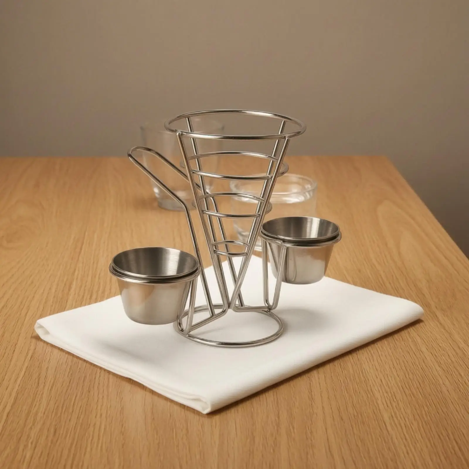 Freestanding Snack Display Stand for Cone Foods with Sturdy Metal Frame for Buffet Table Countertop Party Use