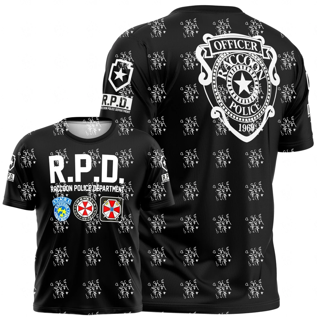 جديد Camiseta تأثيري Resident EvilR.P.D. تيشيرتات شرطة بأكمام قصيرة للرجال والنساء، ملابس صيفية رقمية ثلاثية الأبعاد، 25-26