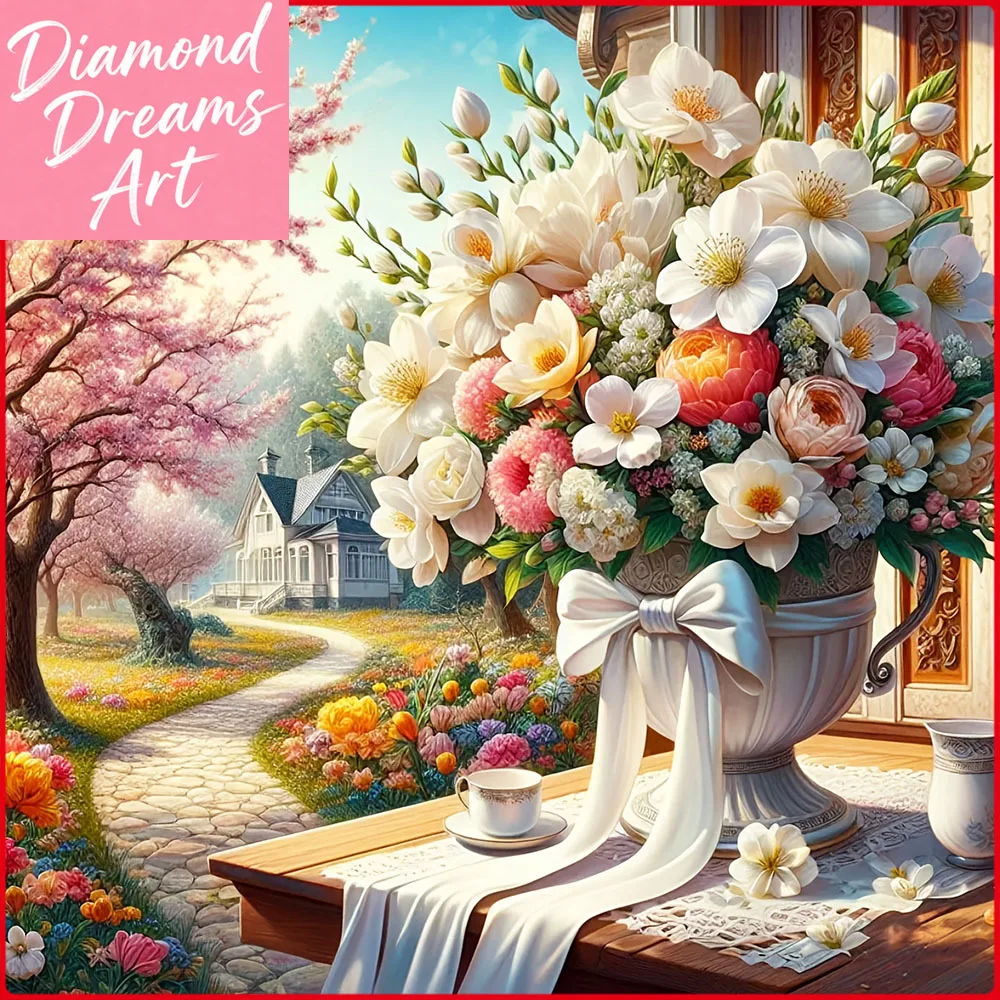 Rahmenlose, Neue Diamant-Malerei Blumenvase Diamant-Stickerei Blumen-Landschaft Vollständig Handgefertigtes Geschenk