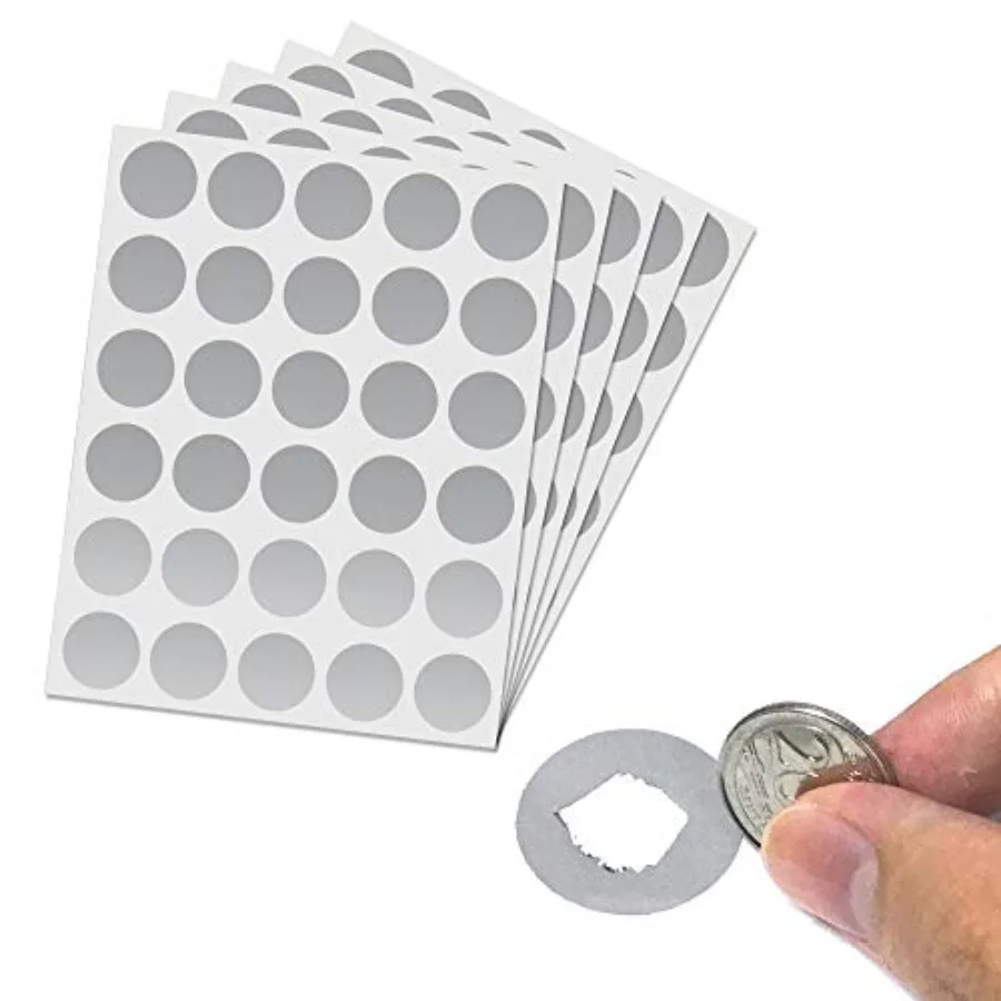

150 Pack 1 Scratch Off Stickers Labels Round Circle Silver for DIY Projects Crafting Fun