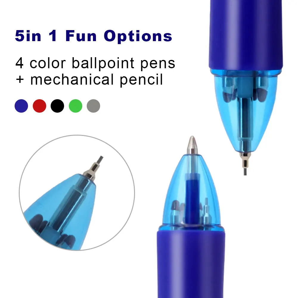 Creative 5 In-1 Multicolor Erasable Gel Pens 2Pcs Automatic Pencil With Eraser For School Office Writing Supplies Stationery