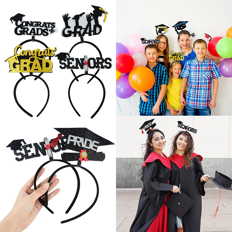 

Graduation Cap Headband Hair Hoop Bachelor Hat College kindergarten graduation photo prop Celebrate Graduated Party Decoration