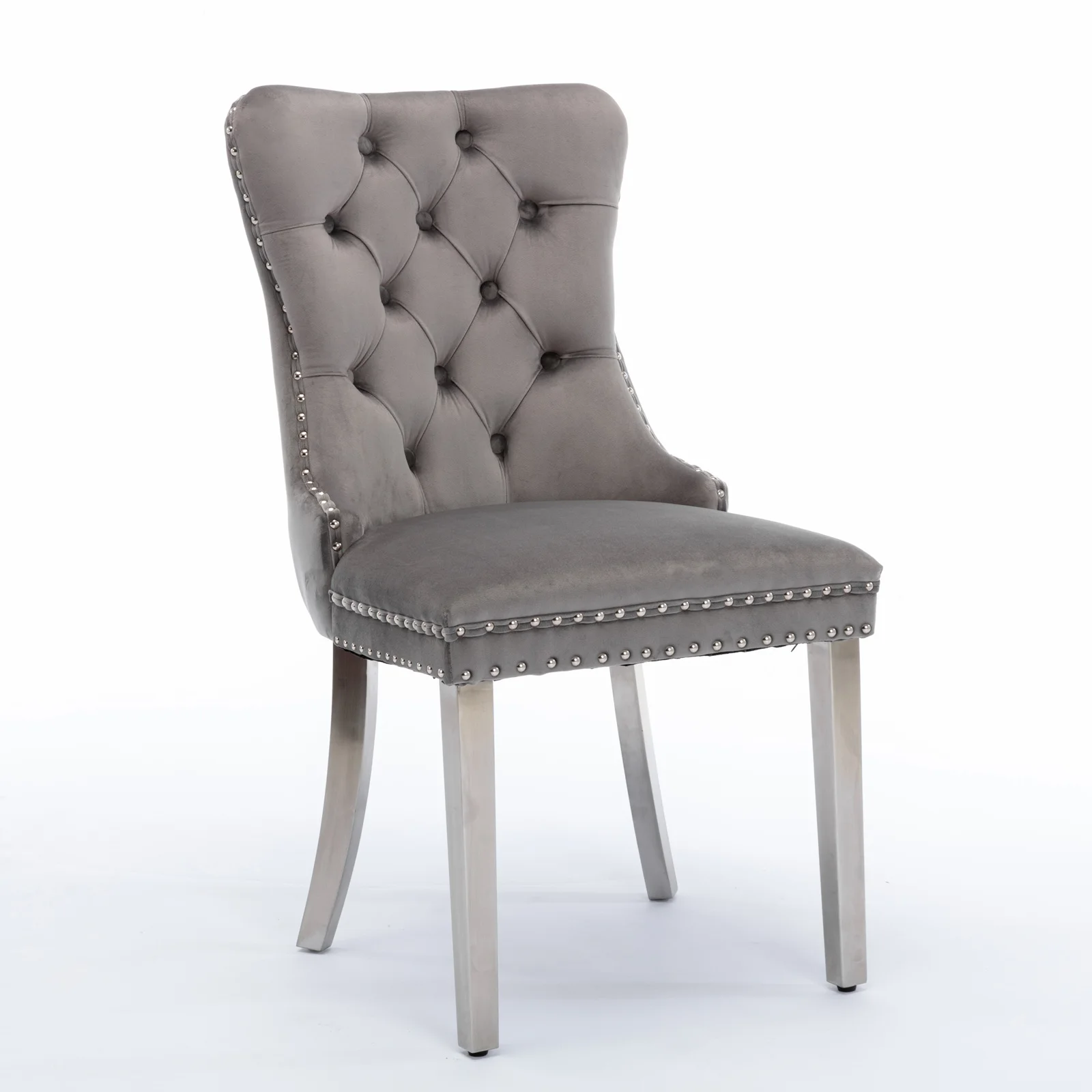 Dining Room Chairs High-end Tufted Contemporary Velvet Upholstered Dining Chair with Chrome Stainless Steel Plating Legs, Customized