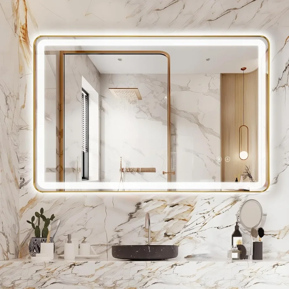 

48"x30" Bathroom Mirror, Anti-Fog Double Touch Lighted Vanity Mirror, Stepless Adjustable Color Temperature, LED Bathroom Mirror