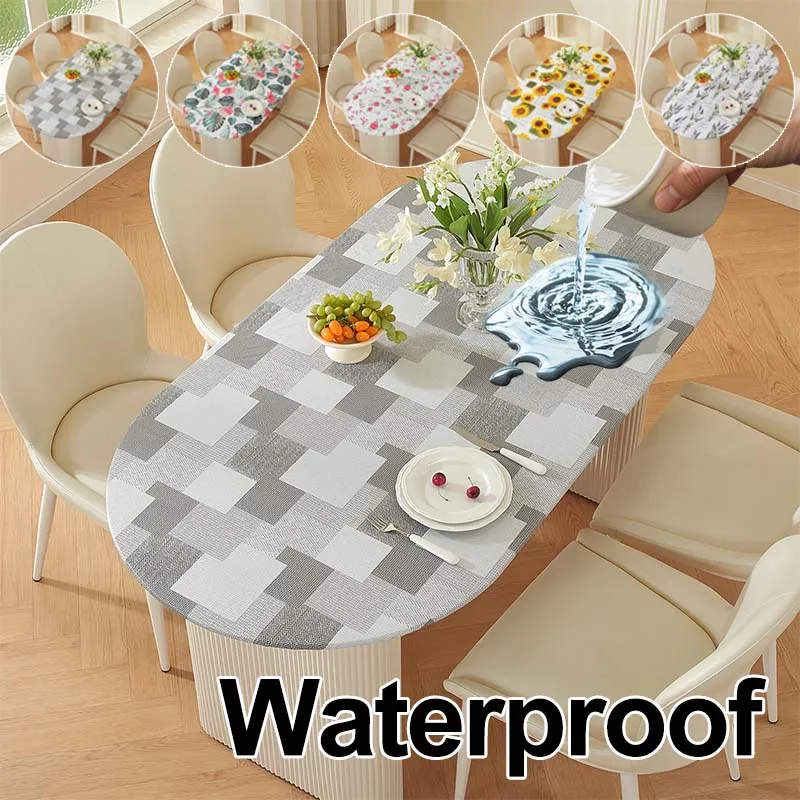 

Thickened 48X68inch 48x72inch Oval Table Cover Waterproof Oil-Proof Tablecloth for Camping Picnic Party BBQ Toalha De Mesa 테이블보