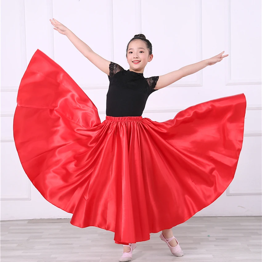 10 colori bambini ragazze costumi di danza del ventre per bambini danza del ventre indiano Bollywood Performance Pratice Gypsy gonna in raso solido