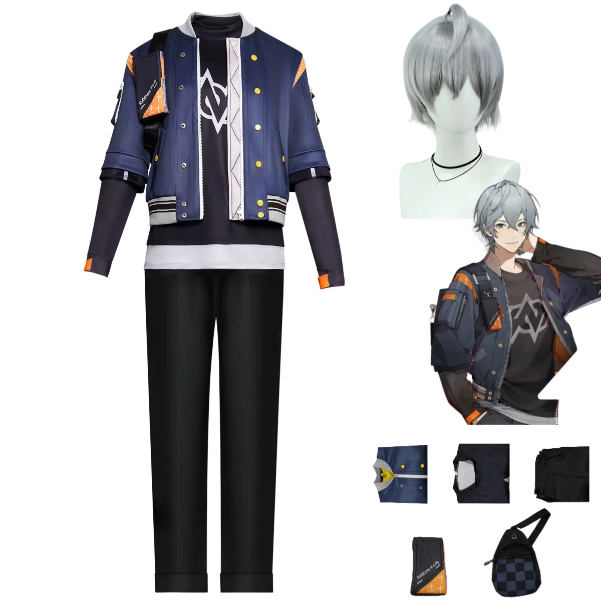 

Game Zenless Zone Zero Wise Cosplay Costume Random Play Phaethon Wig Blue Baseball Jacket Uniform Man Woman Daily Leisure Suit