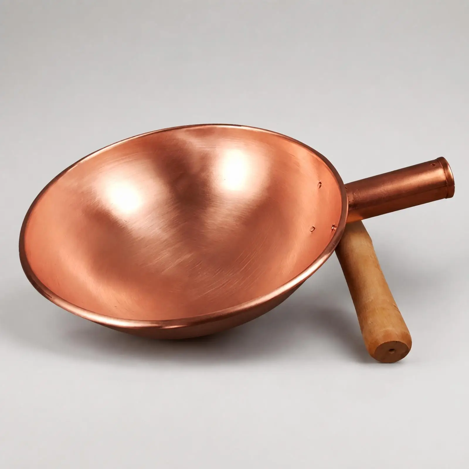 Copper Wok with Lid 32 Cm Copper Wok Even Heating Cookware for Home Cooks, Stovetop Cooking, Family-Style Meal Cooking, Kitchen