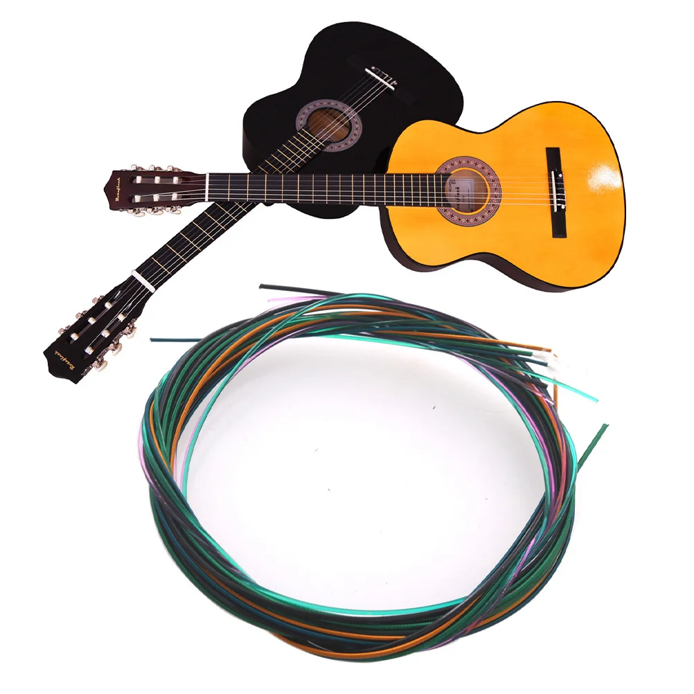 

1set 1Set Colorful Guitar Strings Acoustic 6 String Set Durable Rust-Proof Replacement For Folk Wooden Guitar Copper Music Wire