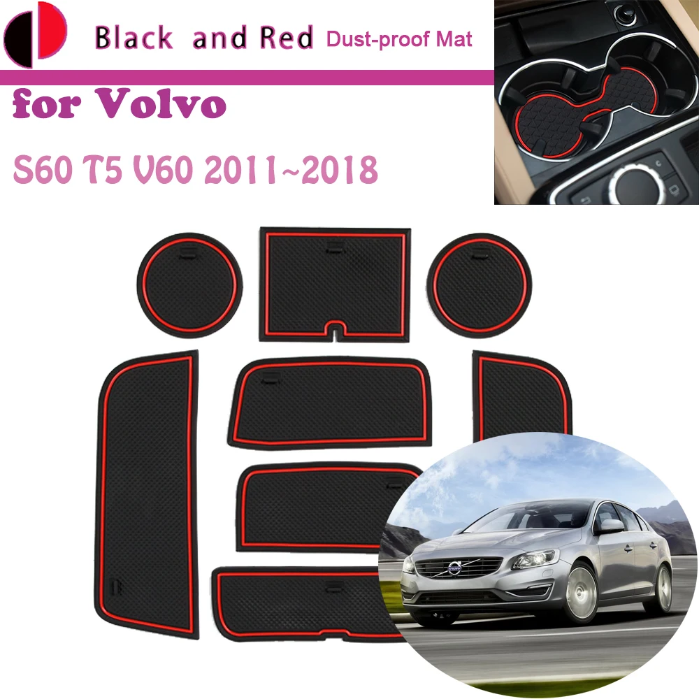 

Rubber Door Groove Mat For Volvo S60 T5 V60 2011~2018 Gate Storage Slot Coaster Dust-proof Anti-slip Car Sticker Pad Accessories