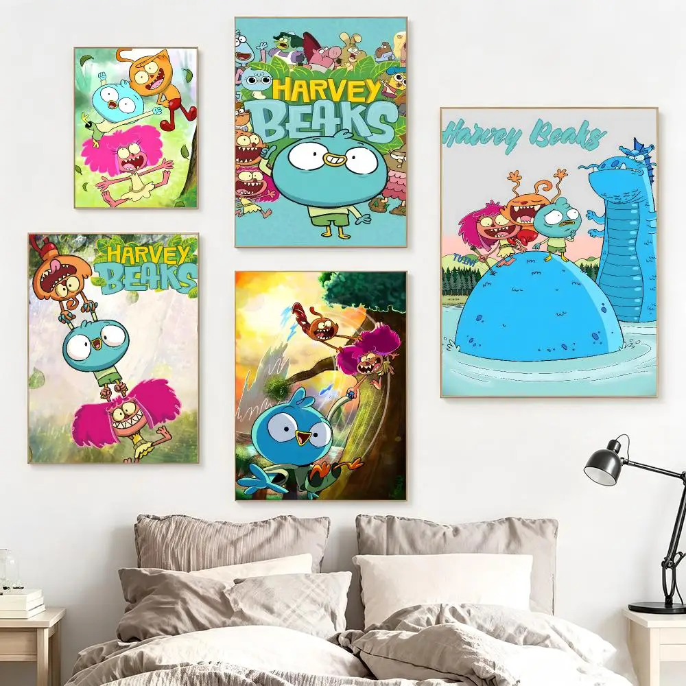 Kids Cartoon H-Harvey Beaks Poster impermeable para el hogar sala de estar dormitorio bar decoracion estetica