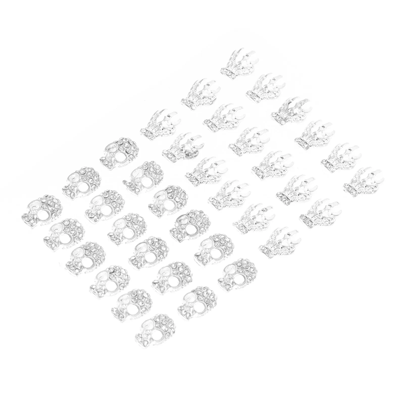 

40Pcs Skull Head Nail Charms Rhinestone Decorations for Manicure Nail Art Stickers and Fingernail Decor Party Use