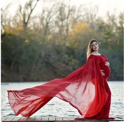 Abiti di scena per fotografia di maternità con scialle con maniche a balze per abiti premaman in Chiffon incinta per servizio fotografico abiti da gravidanza