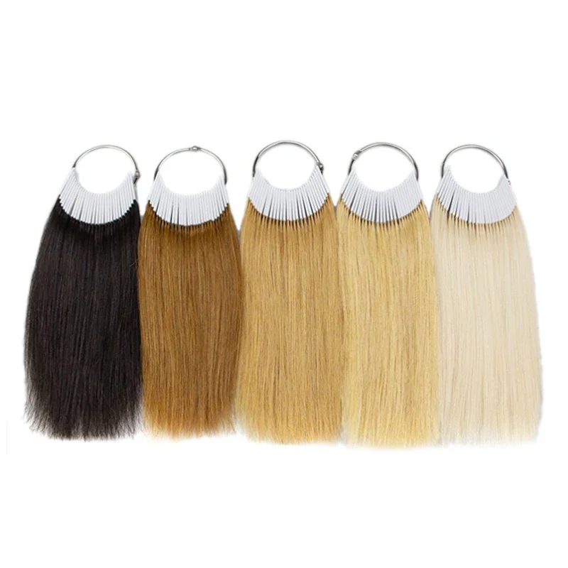 Human Hair Swatch Hair Rings 30pcs Colored Strands for Hair Test Strand Hairdresser Supplies Hair Color Ring Extension