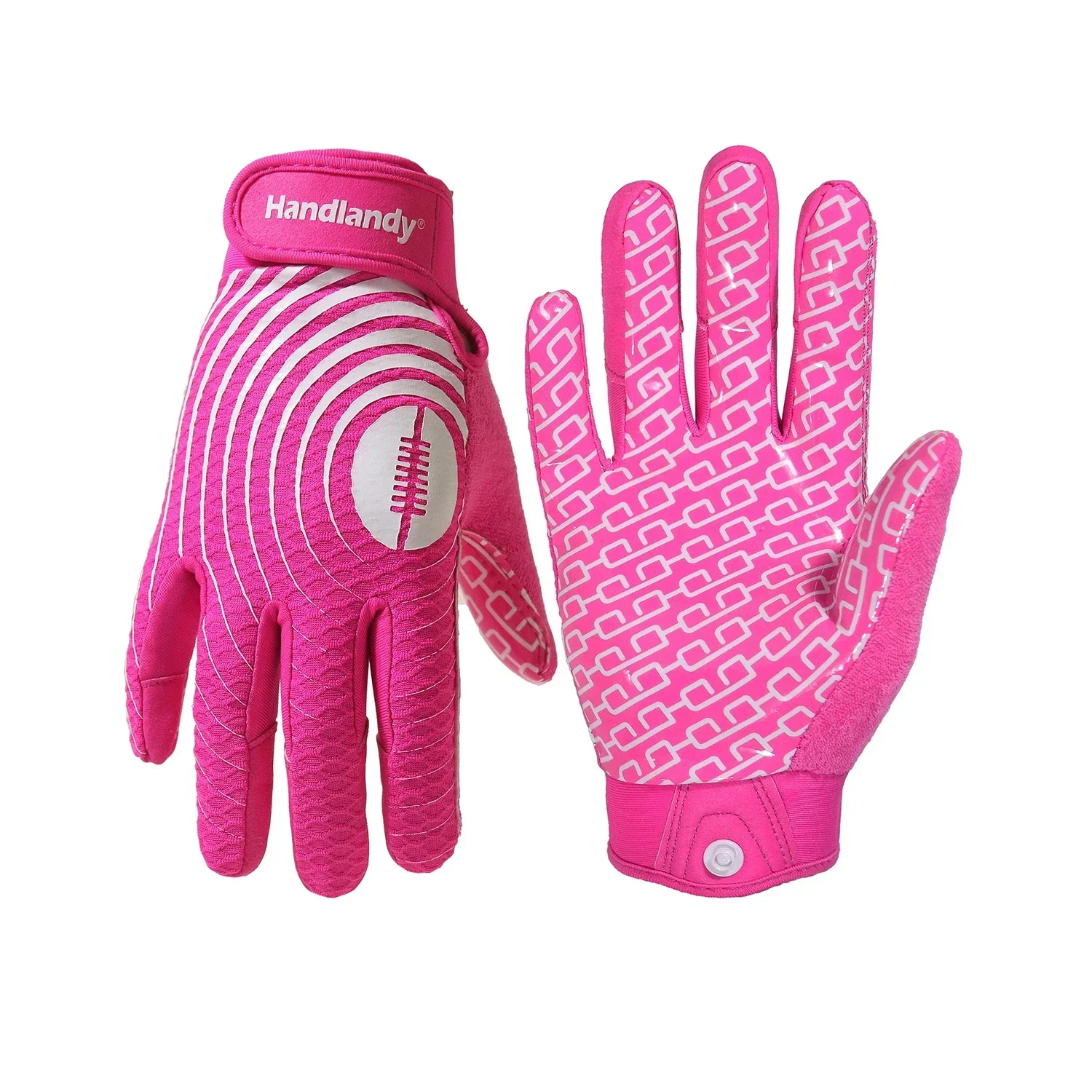 Youth American Football Gloves for Boys Girls, Sticky Wide Receiver Gloves for Kids, Pink Rugdy Football Gloves
