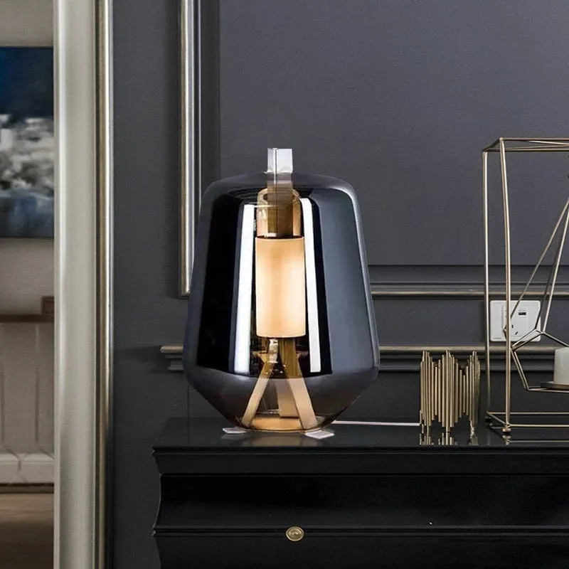 Candeeiro de mesa de vidro ornamento nórdico salão de exposições sala de estar quarto sala de jantar luz de cabeceira candeeiro de mesa de luxo