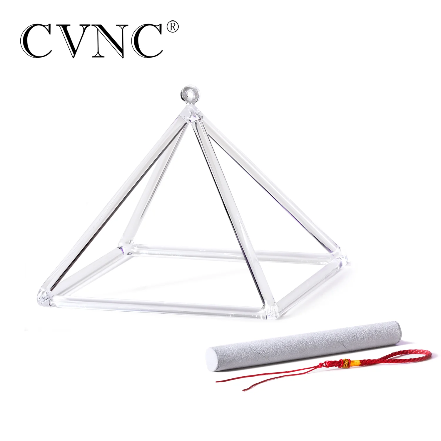 CVNC 12 Inch Quartz Crystal Singing Pyramid Healing Musical Instrument with Carry Bag