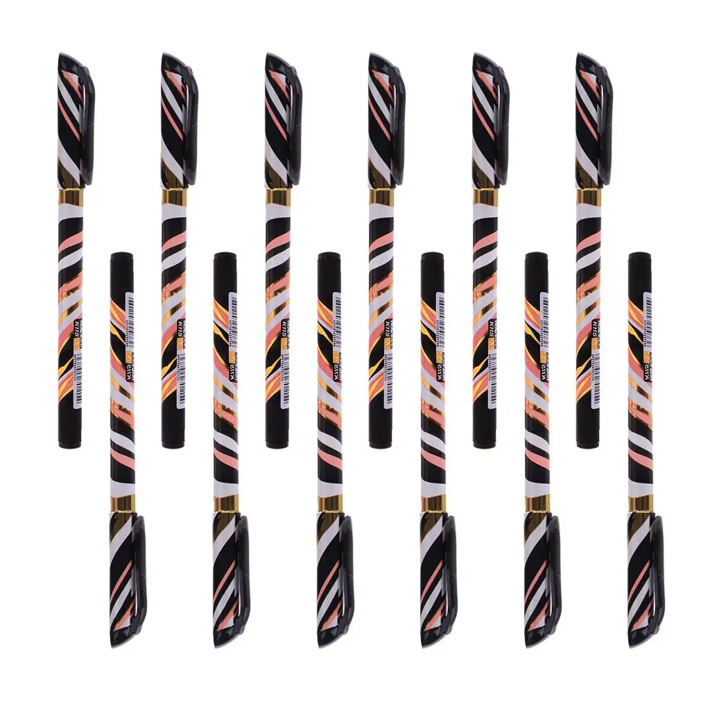 Canetas de tinta gel preto, caneta fina para escrever, papelaria, 0,5mm, 2 pcs, 12 pcs