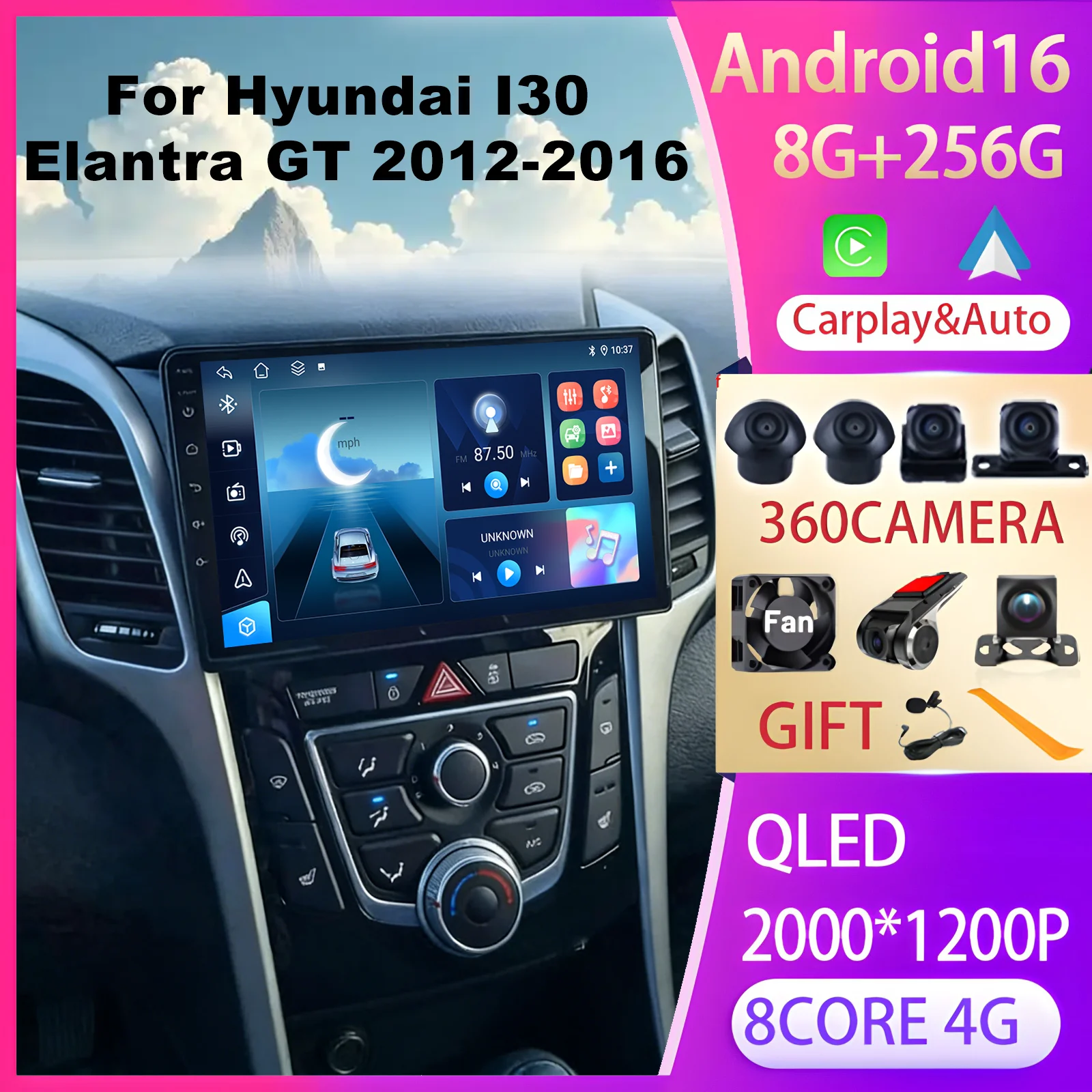 

DVD 2DIN Car Multimedia Player For Hyundai I30 Elantra GT 2012 2013 2014 2015 2016 Carplay Auto Car Radio GPS FM Stereo Radios