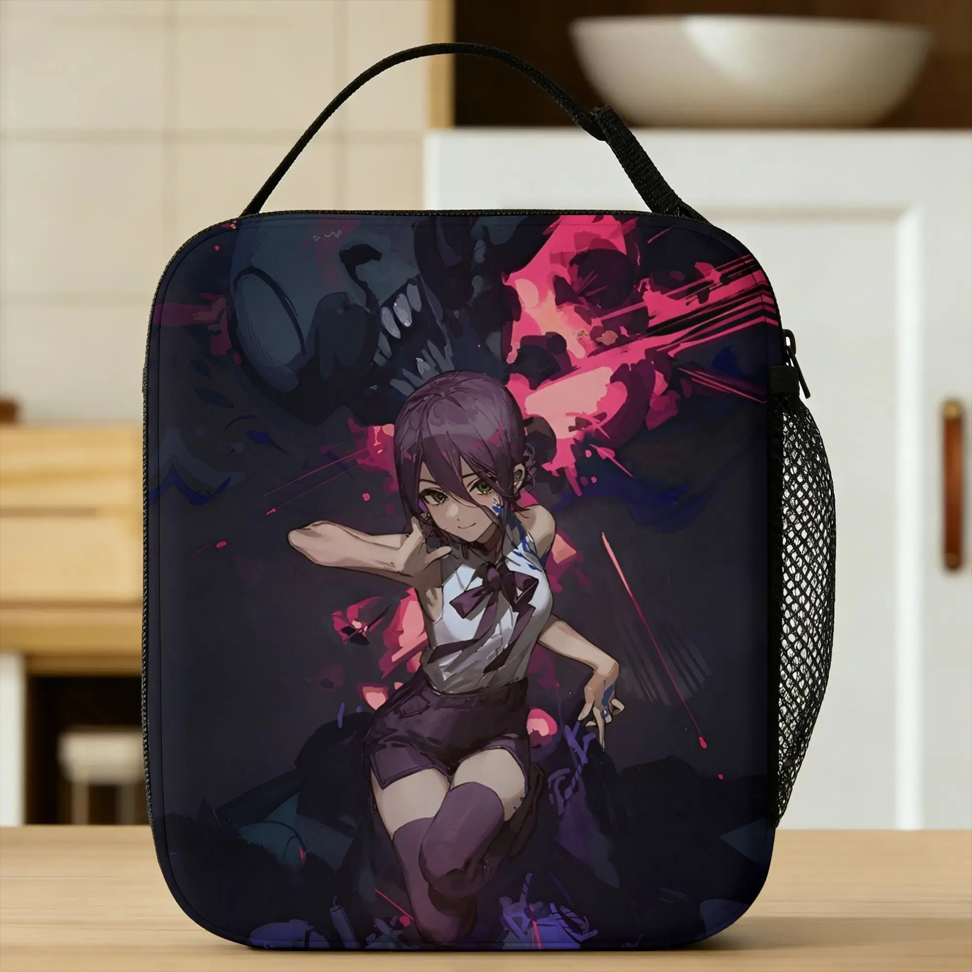 C-Chainsaws Man Reze Insulated Lunch Bag Leakproof Anime Movie Reusable Thermal Bag Tote Lunch Box Beach  Picnic Food Handbags