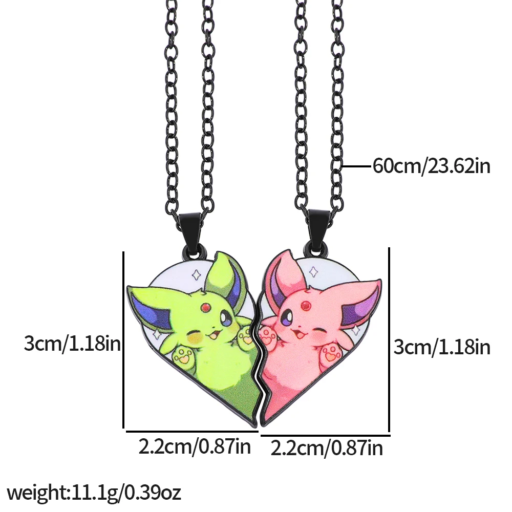 Eevee Heart Patchwork 2-Piece Pendant Necklace