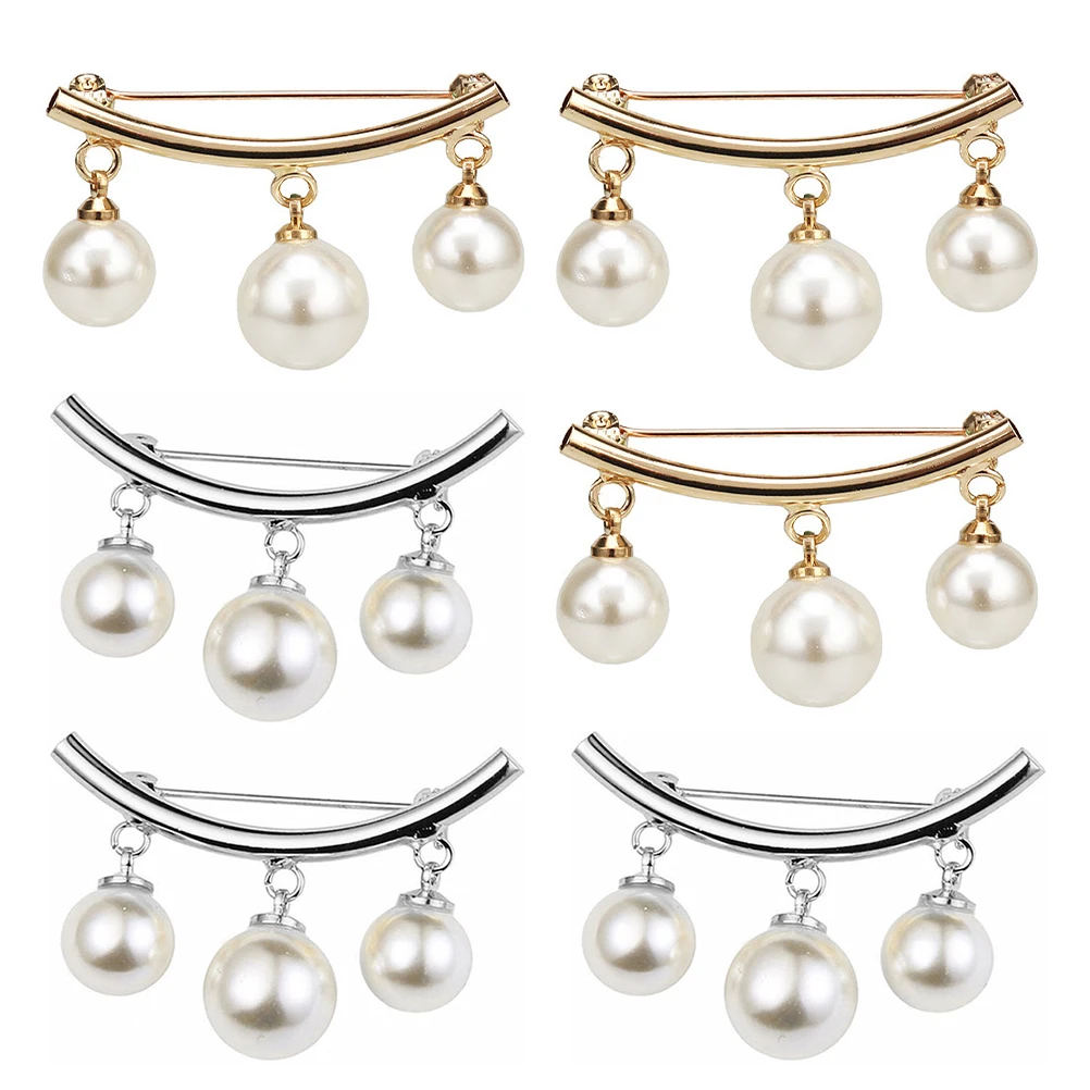 6 قطعة بروش اللؤلؤ المعدني خمر تصميم الملابس الحساسة دبوس ل وشاح شال منديل تي شيرت الخصر تحديد Peal الثدي دبابيس