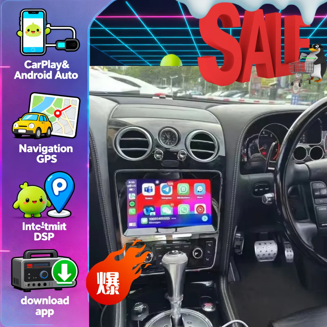 For Bentley GT Continental Flying Spur 2004 -2015 Android Screen Carplay Car Radio Stereo Video Player Multimedia Navigation GPS