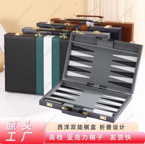 

For Wholesale High Quality Travel Size Leather Backgammon Board Game Set Made in China