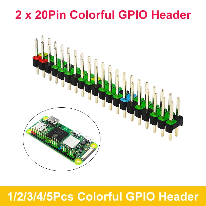 

2 x 20Pin Colorful GPIO Header Dual Row Connector Double Row Adapter For Raspberry Pi Zero 2W / W / Zero 1.3 PCB Circuit Board