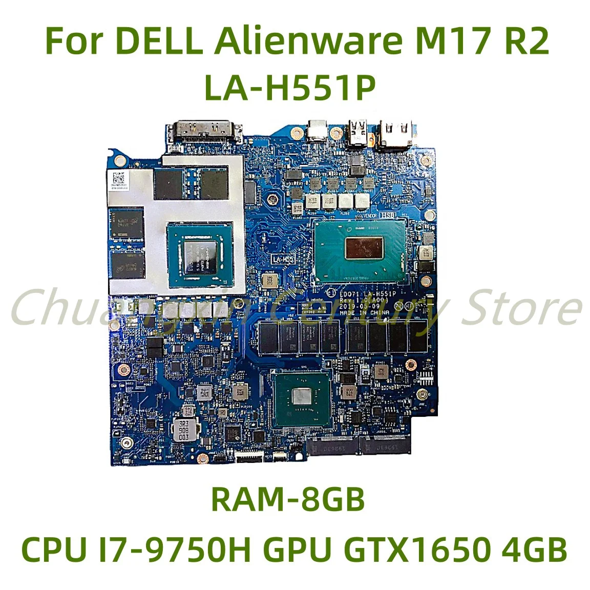 Suitable for DELL Alienware M17 R2 laptop motherboard LA-H551P with CPU I7-9750H GPU GTX1650 4GB RAM-8GB 100% Tested Fully Work