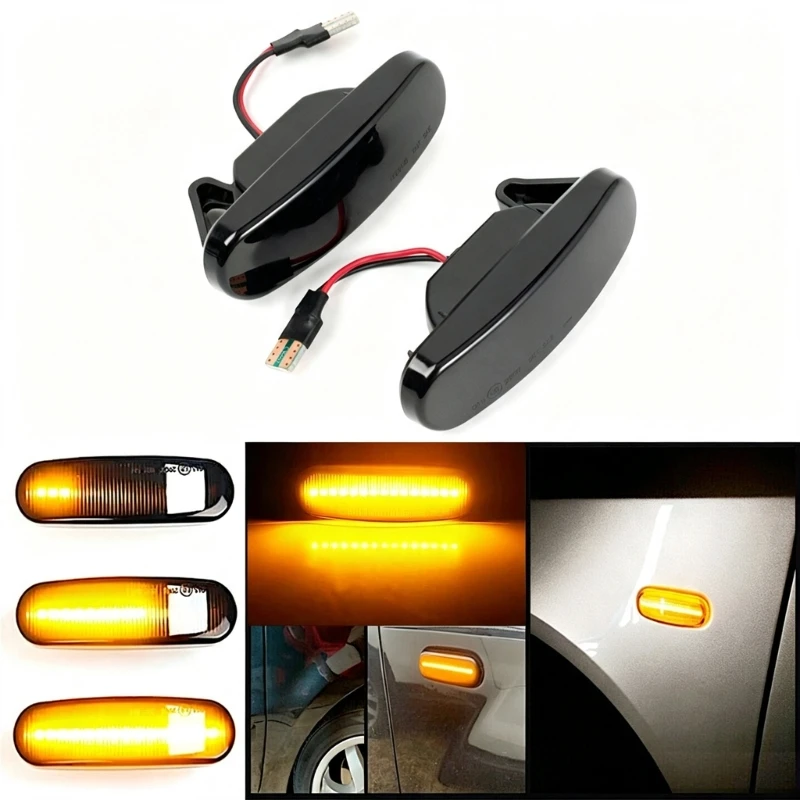 Sequential Side Turn Lights for Panda 169, Smoked Lens Dynamic LED Pair with Direct Side Link for Marker Lamp Service view 5