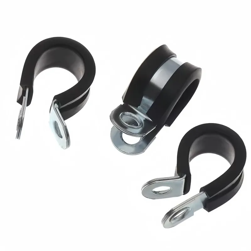 8 pcs M12 Tube Fastening Clips, Rubber Cushion Liner, Workshop Maintenance Hydraulic Hose Fixing, Vibration Dampening