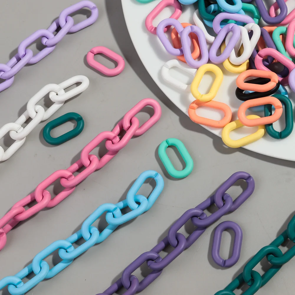 20pcs Acrylic 16x27mm Colorful Oval Rings Link Chain Beads for Bracelet Necklace Making DIY Jewelry Glasses Chains Accessories