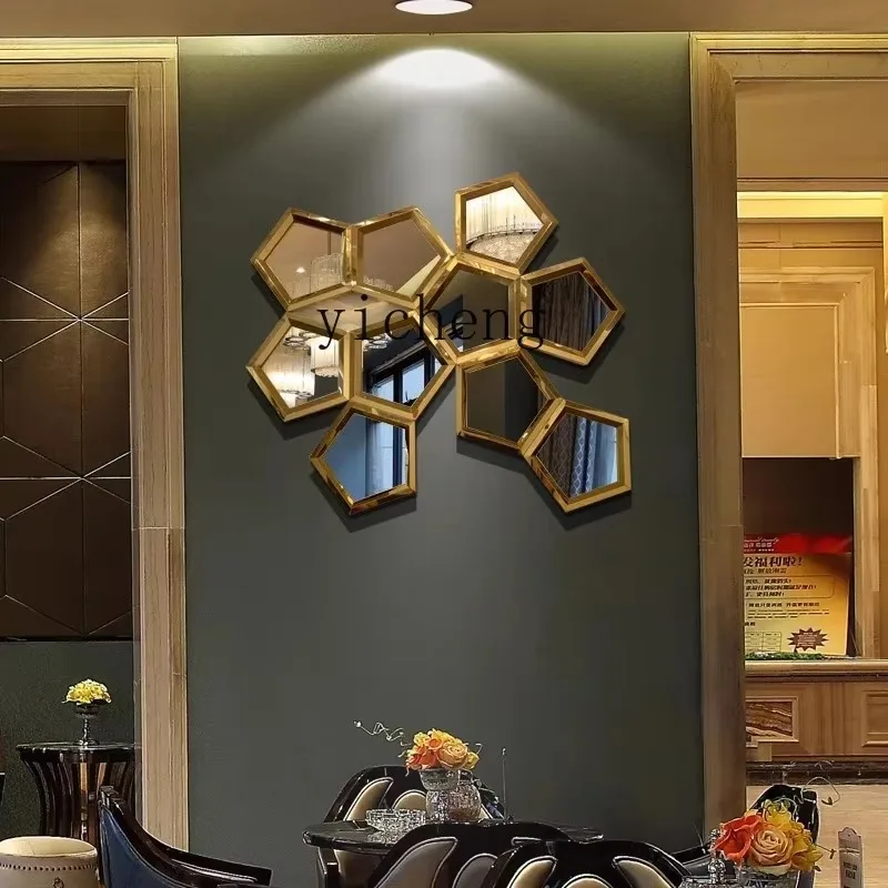JZ-1   light luxury high-end living room entrance dining room wall decoration pendant mirror stainless steel metal