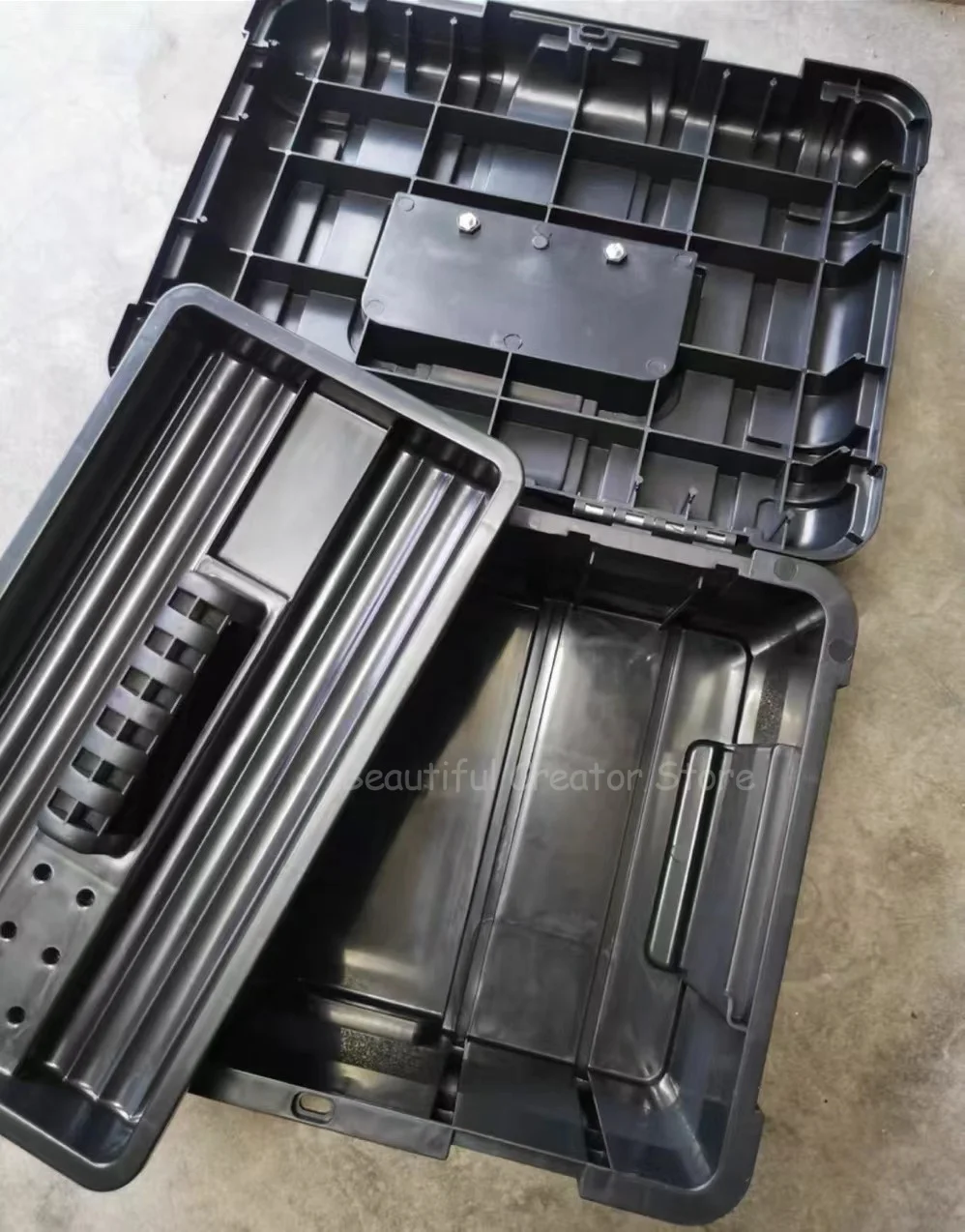 Imagem -06 - Abs Plastic Double Layer Tool Storage Box Hardware Profissional Drill Organizer Portable Toolbox For Mechanics