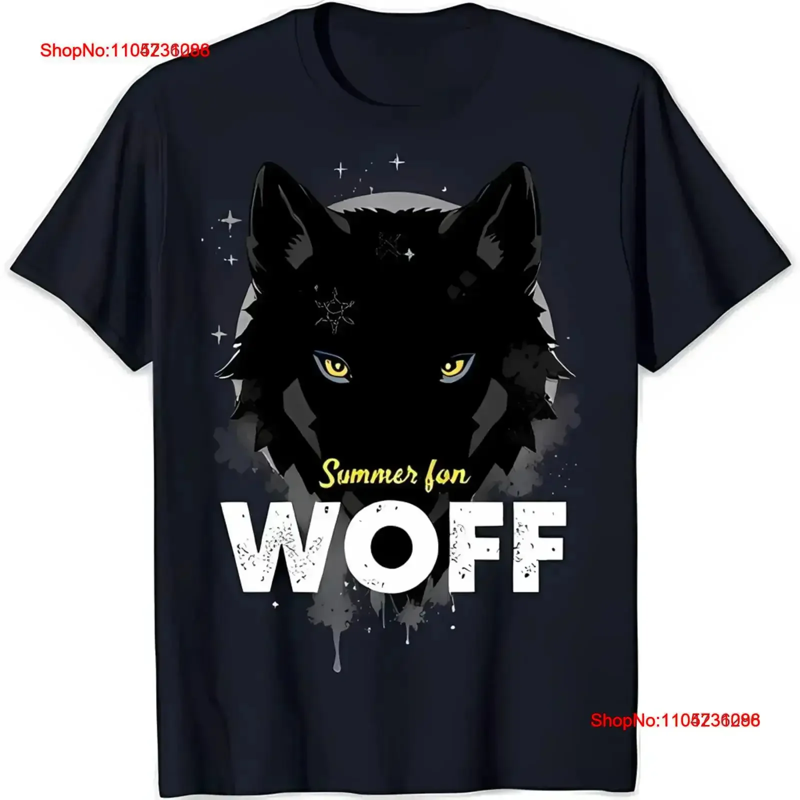 تي شيرت أسود مع وجه مذهل عيون صفراء ليلة مرصعة بالنجوم عتيقة مغسولة كاجوال مريح ممتد عتيق قليلاً مغسول #1