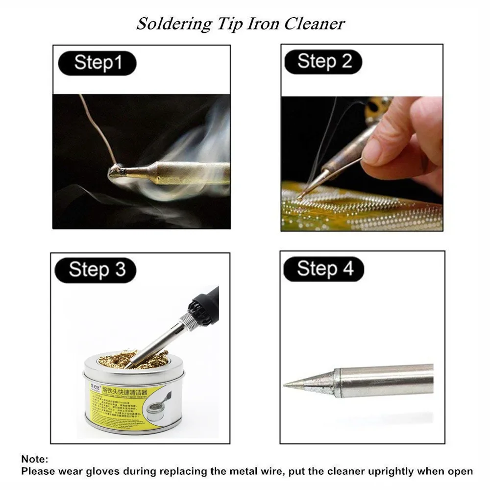 Iron Cleaner Welding Soldering Solder Iron Tip Cleaner Remove Tin with Insulation Pad Cleaner Brass Wire Sponge Balls Hot Sale