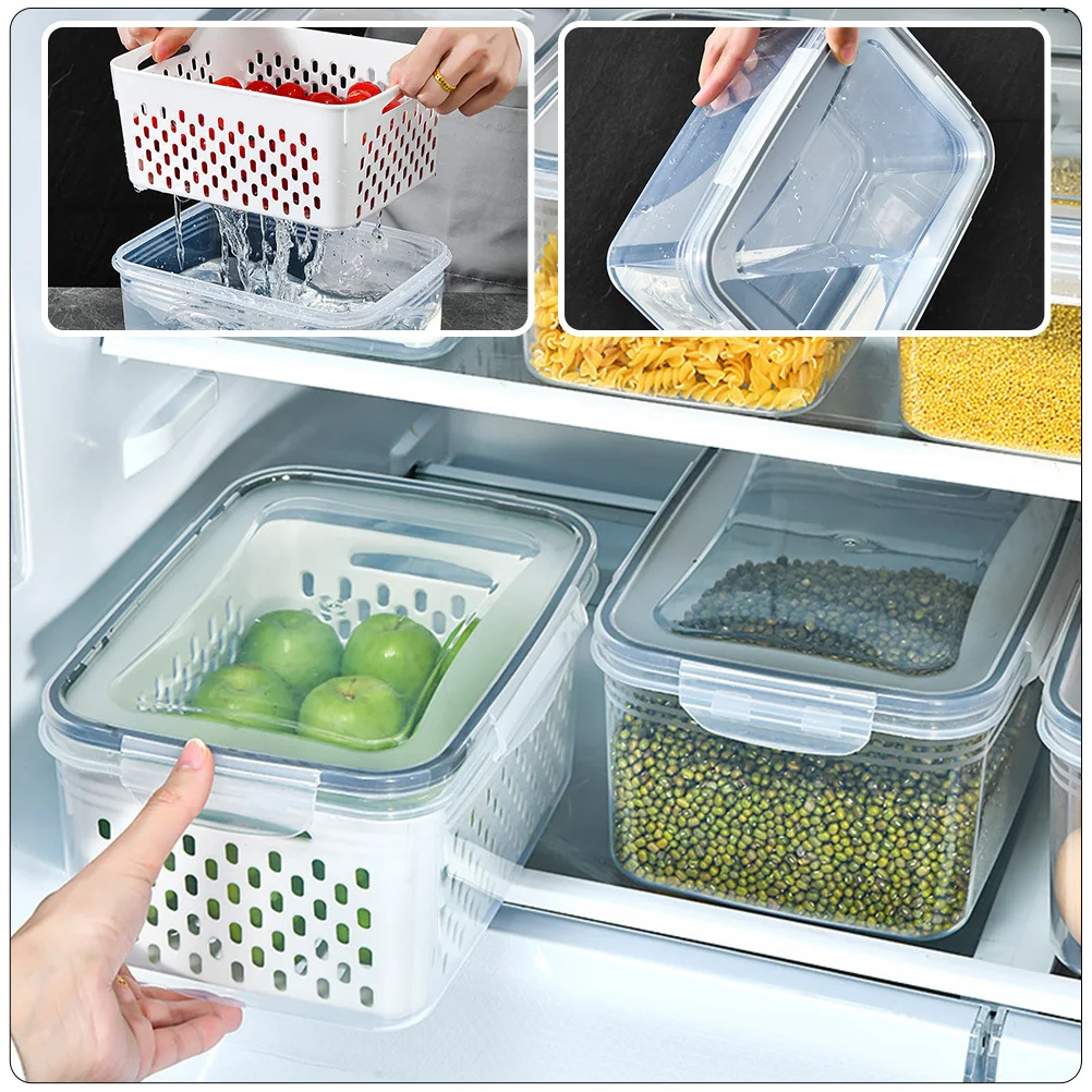 

3pcs Fruit Storage Box Set Household Freezer Organizer Reusable Fridge Container For Kitchen Vegetable Keeper Freshness