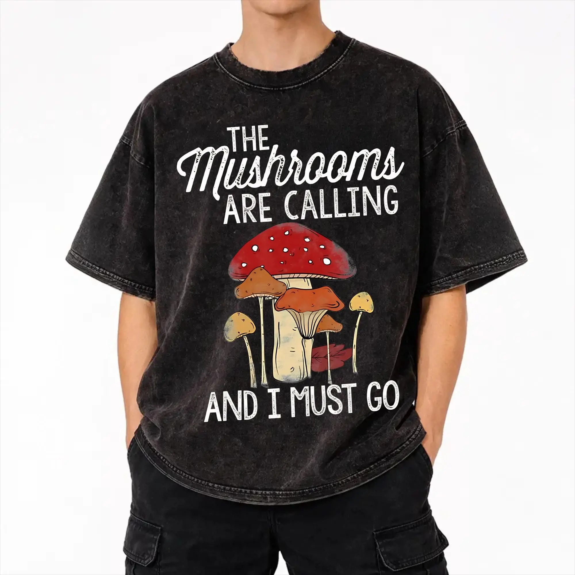 Summer Mushrooms Are Calling Washed Shirts Merch Oversize T-Shirt  for Men Women Tees