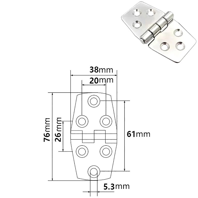 1Pc Stainless Stee Flat Hinge Distribution Box Control Cabinet Windows Hinge Wooden Box Yacht Parts Minil Furniture Hinge